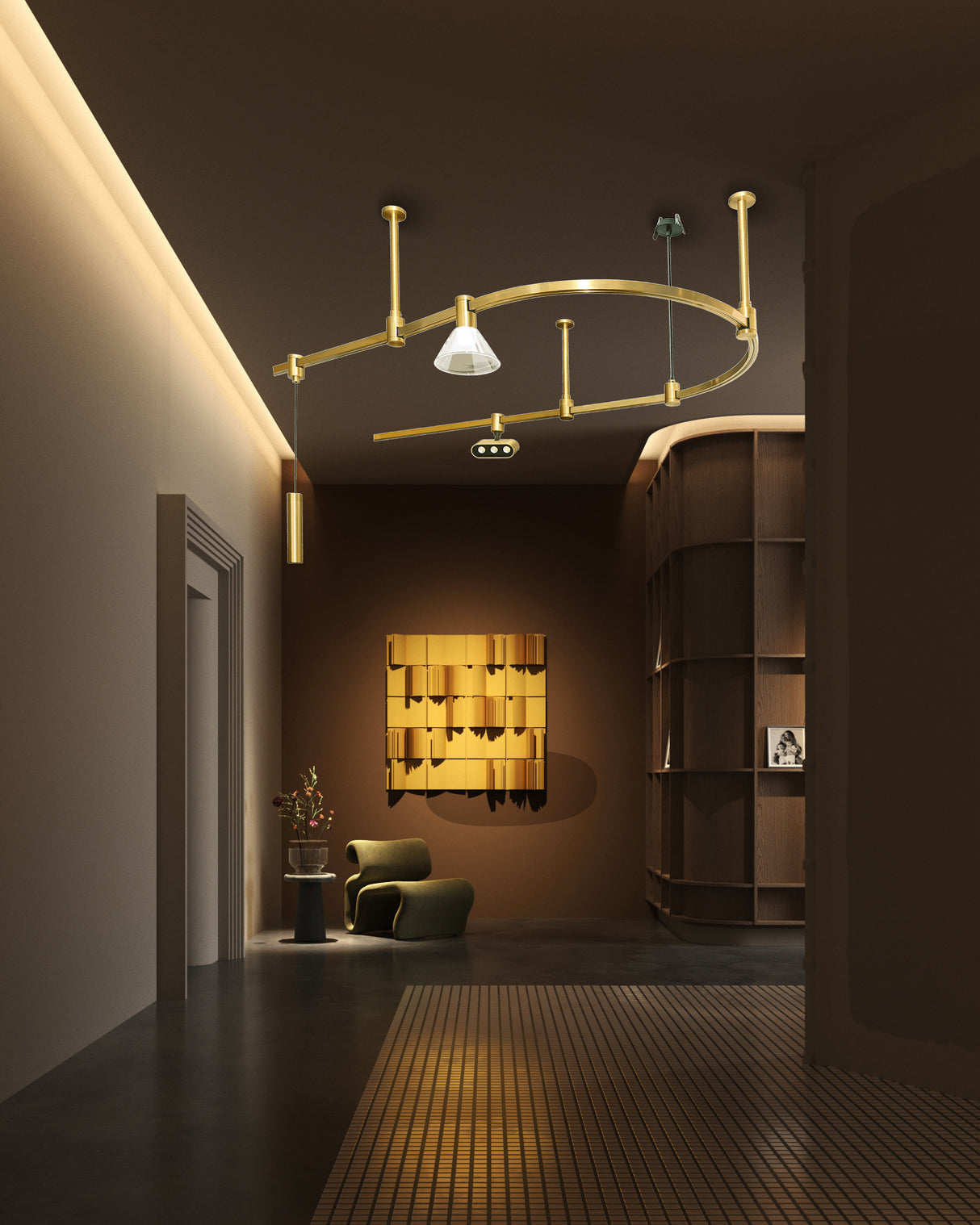 גוף תאורה למערכת מגנטית מג'יק 12W| פליז| 48V | דגם B