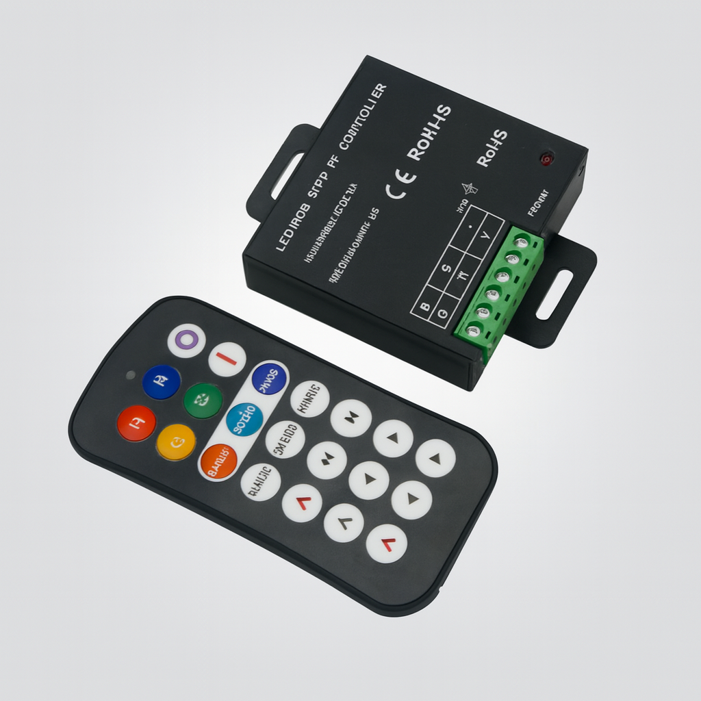 בקר + שלט RF עם 28 מקשים RGB