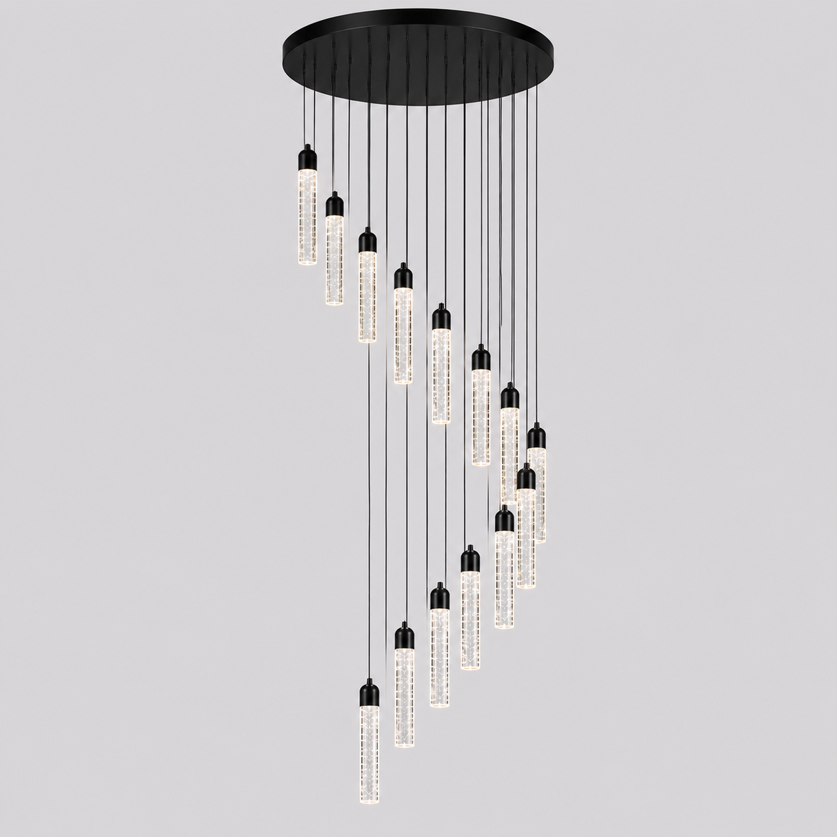 מנורת תלייה LED קריסטל | 15 ראשים | 45W | 3CCT | זהב / שחור