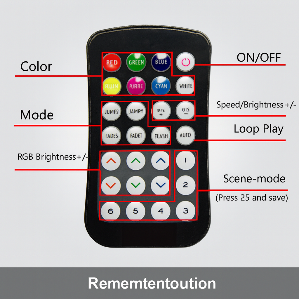 בקר + שלט RF עם 28 מקשים RGB
