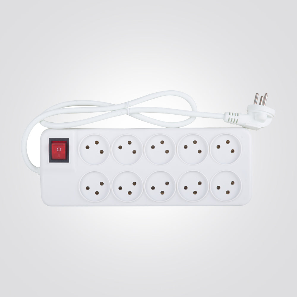 רב שקע 2X5 שקעים ומפסק כולל כבל באורך 1 מטר SACO