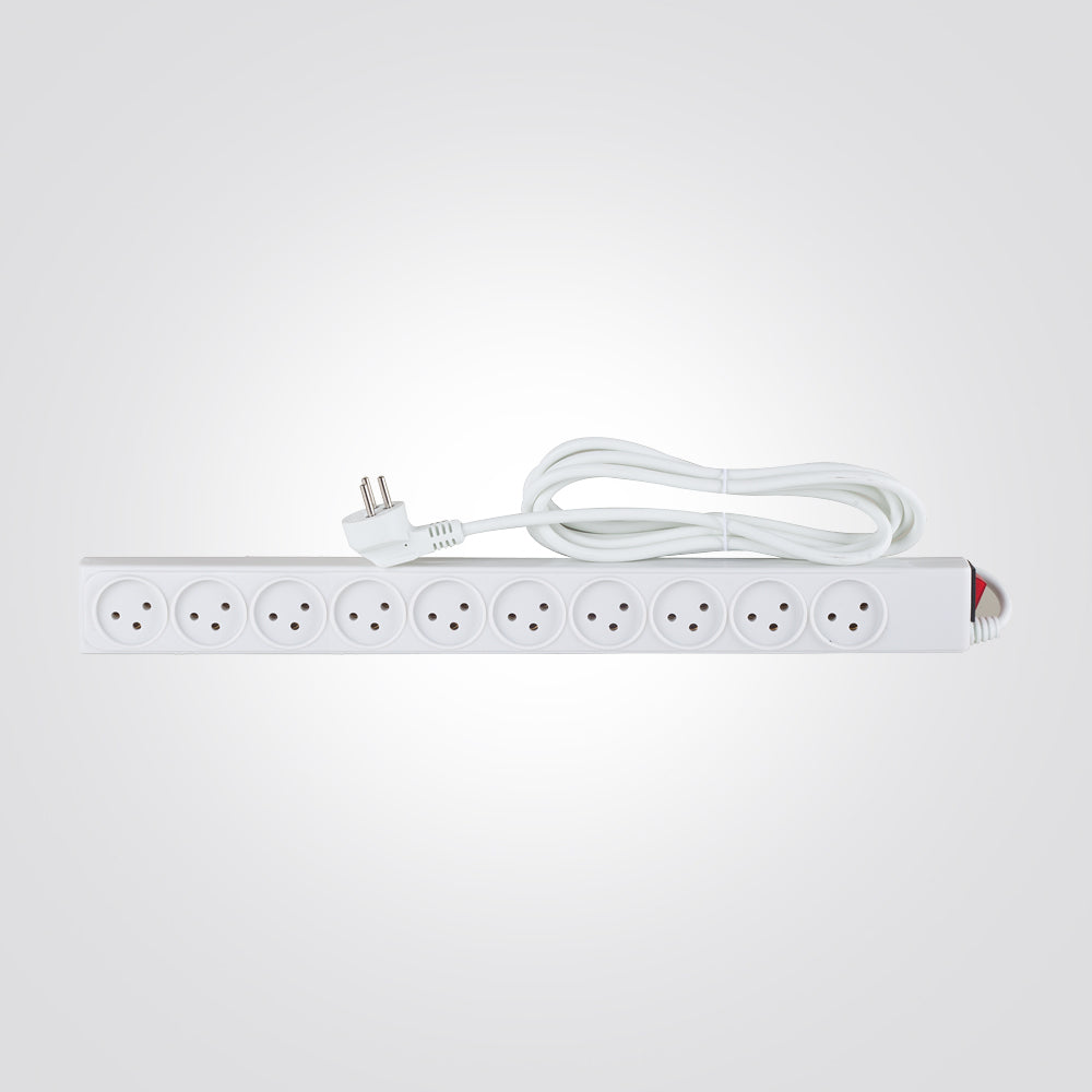 רב שקע 10 שקעים ומפסק כולל כבל באורך 3 מטר SACO