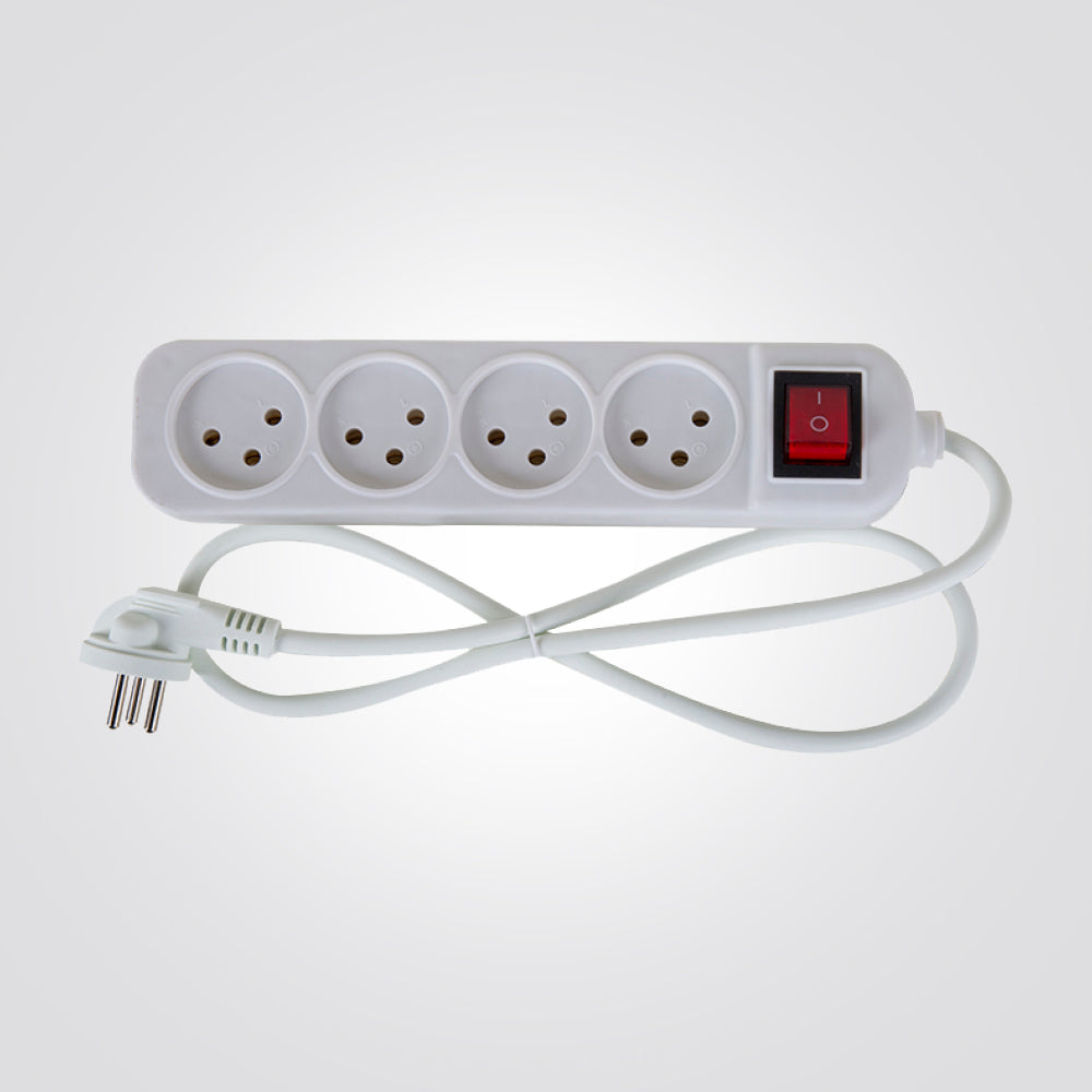 רב שקע 4 שקעים ומפסק כולל כבל באורך 1 מטר SACO