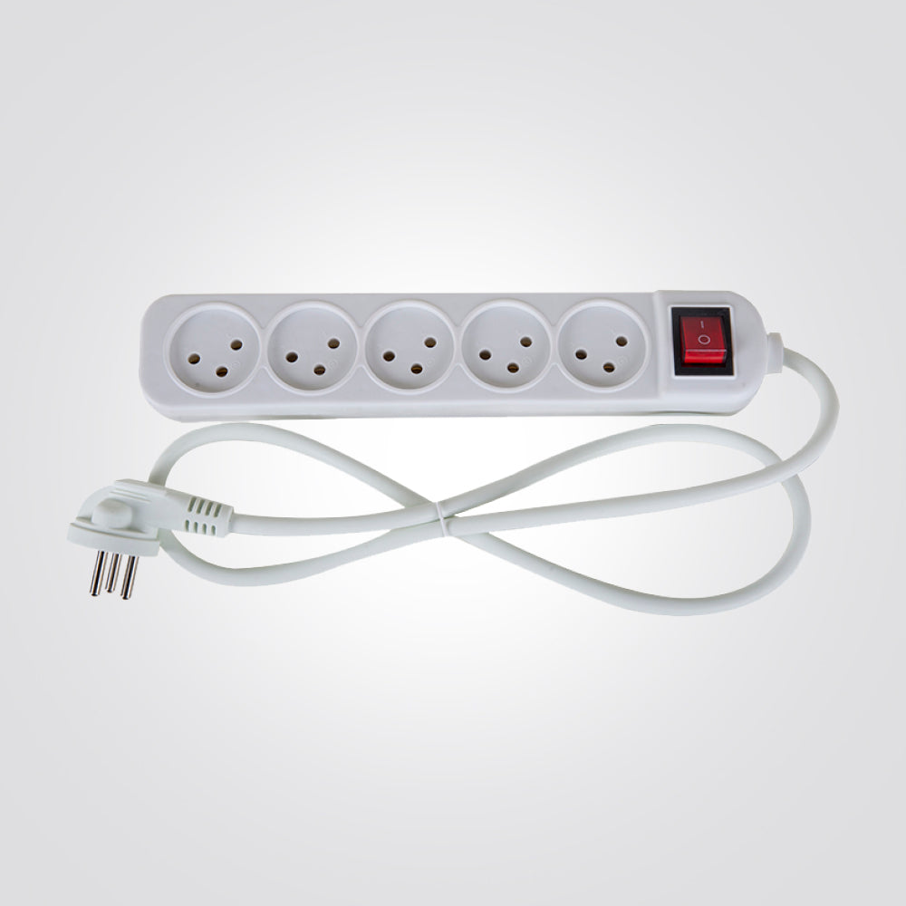 רב שקע 5 שקעים ומפסק כולל כבל באורך 1 מטר SACO