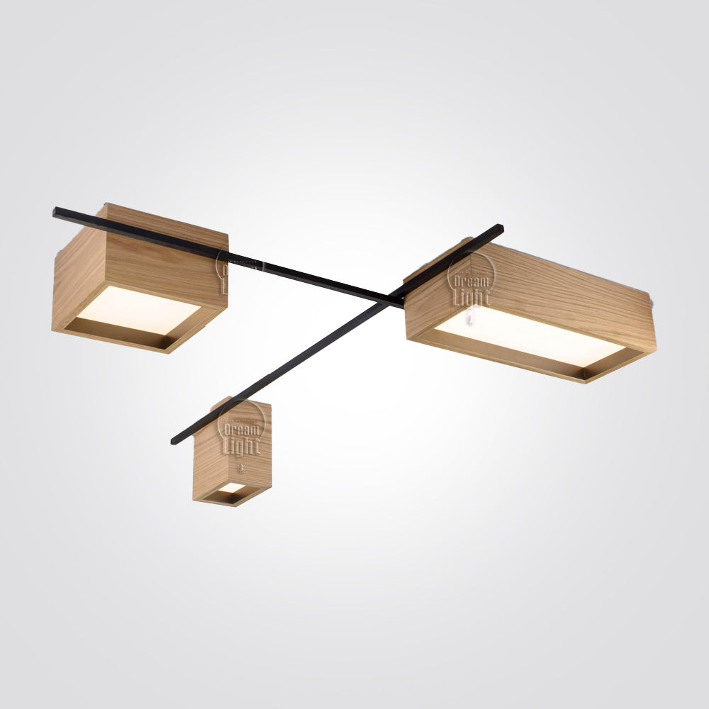 צמוד תקרה דומינו 3 עץ בעבודת יד