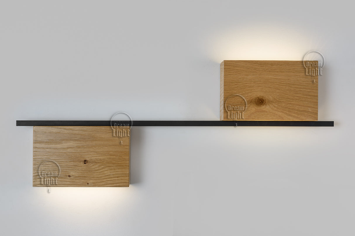 מנורת קיר ויביה אופקי אפ-דאון עץ בעבודת יד