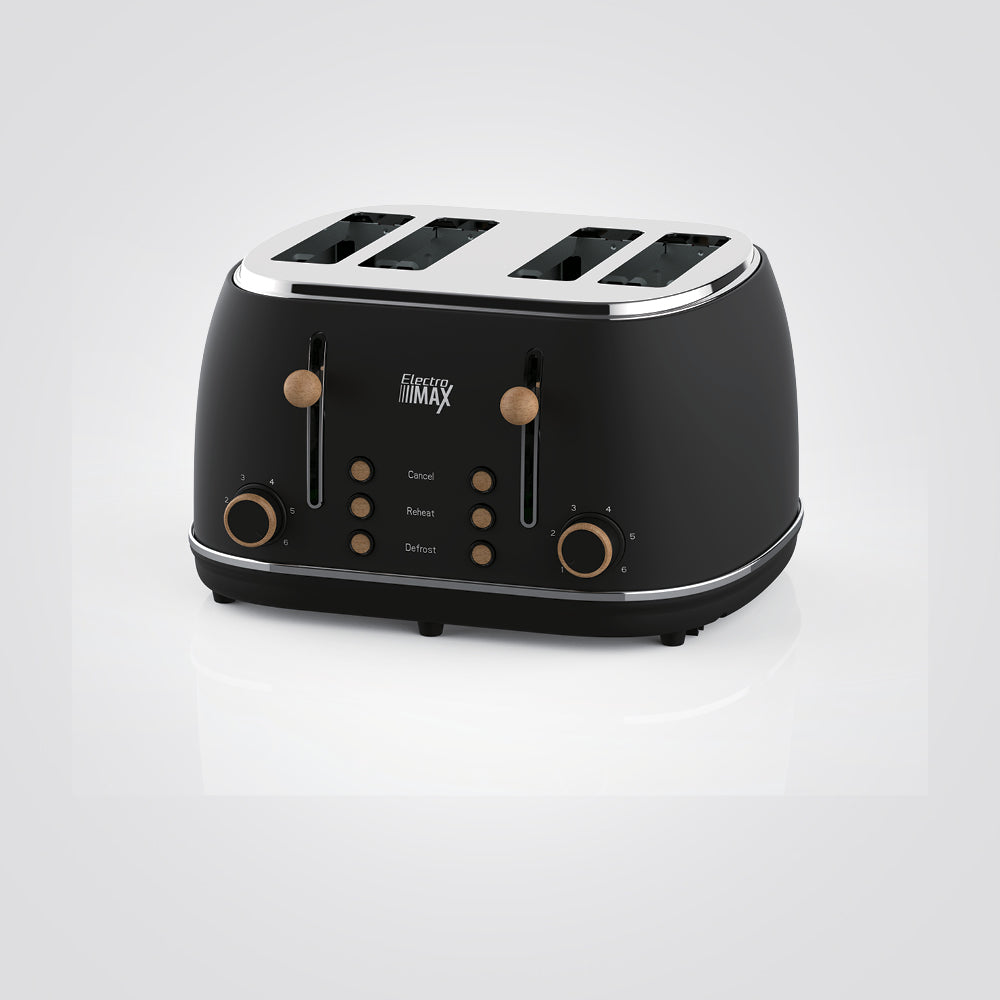 טוסטר מצנם קופץ רטרו 4 פרוסות שחור