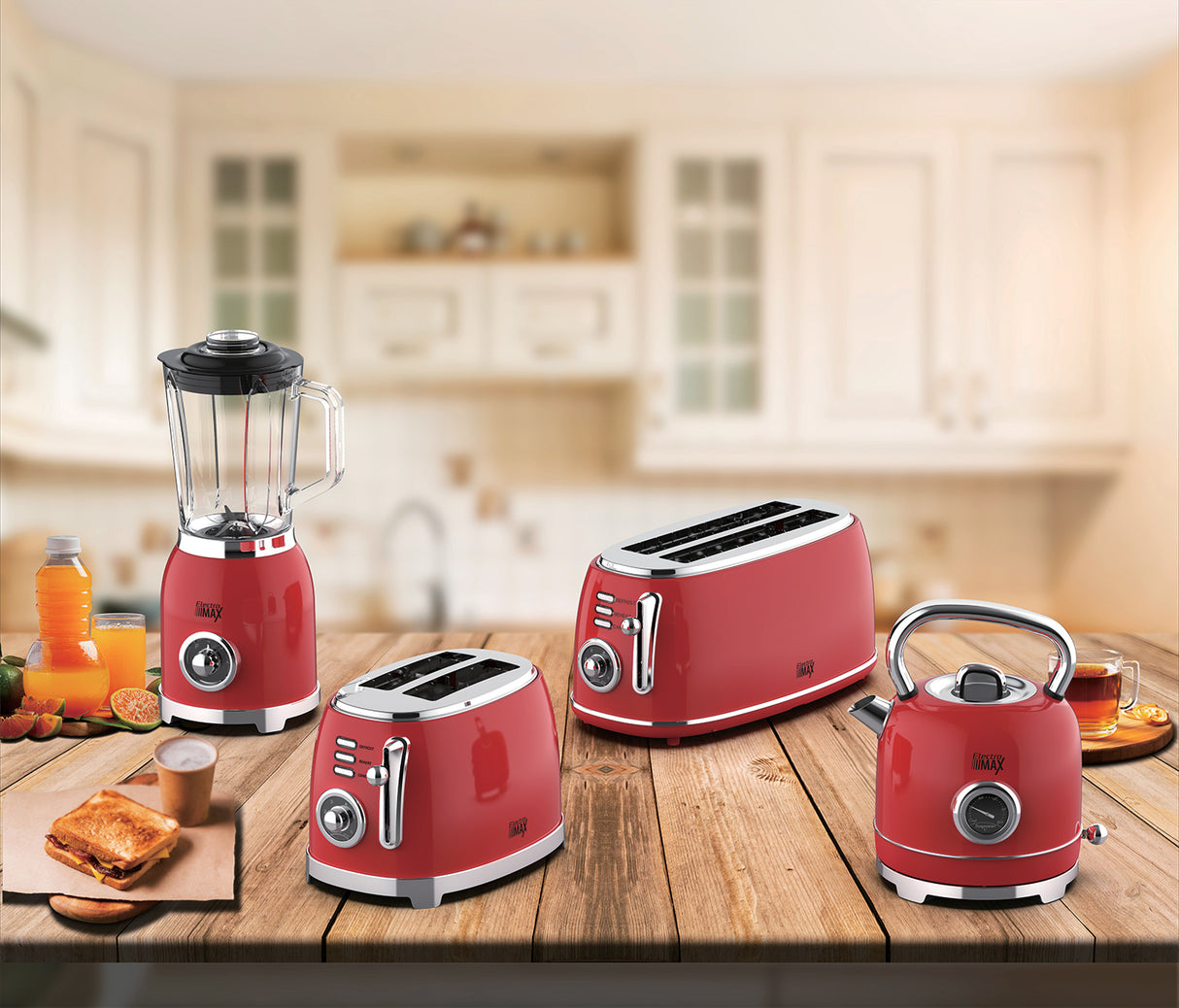 טוסטר מצנם קופץ רטרו 2 פרוסות אדום 1500W