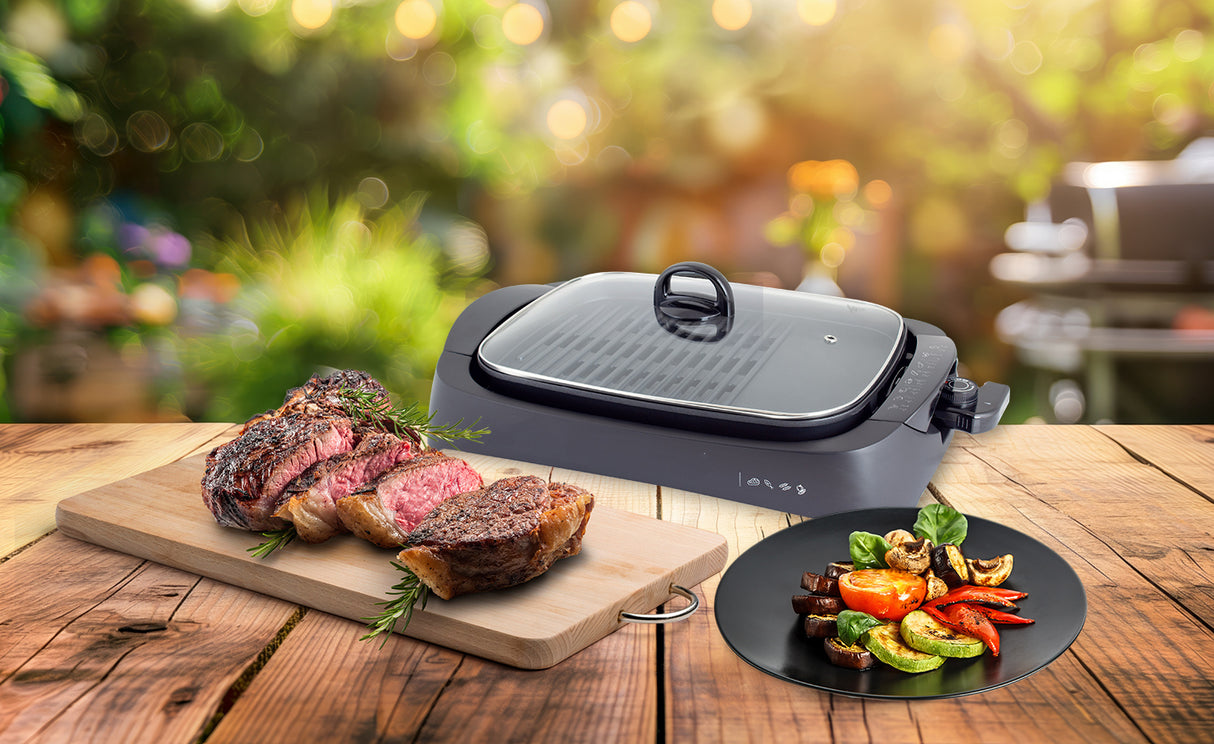 גריל חשמלי 2200W עם מכסה ו-5 דרגות חום
