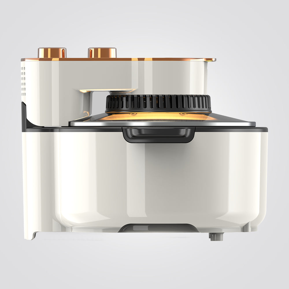 סיר טיגון אוויר עגול ללא שמן 5 ליטר לבן