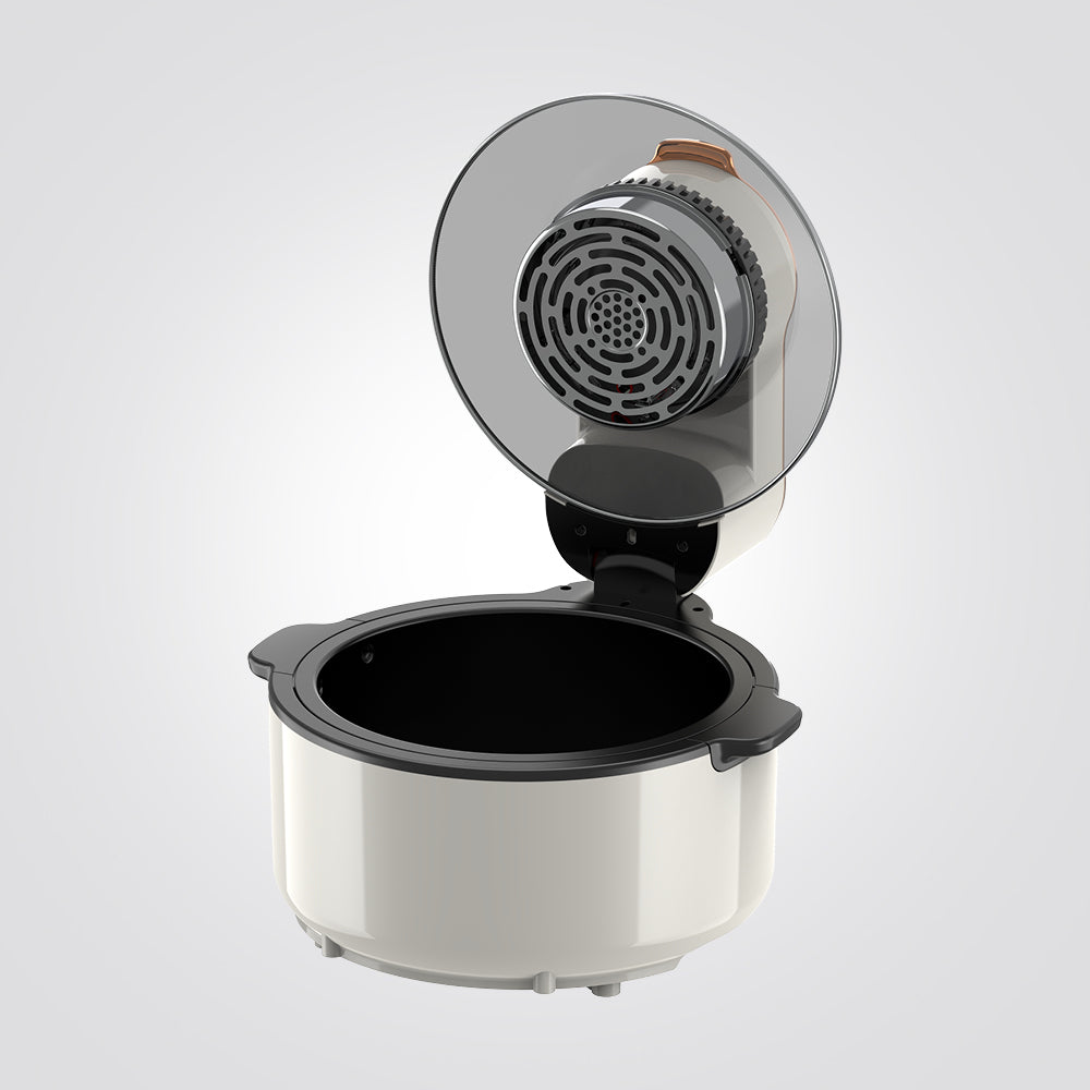 סיר טיגון אוויר עגול ללא שמן 5 ליטר לבן