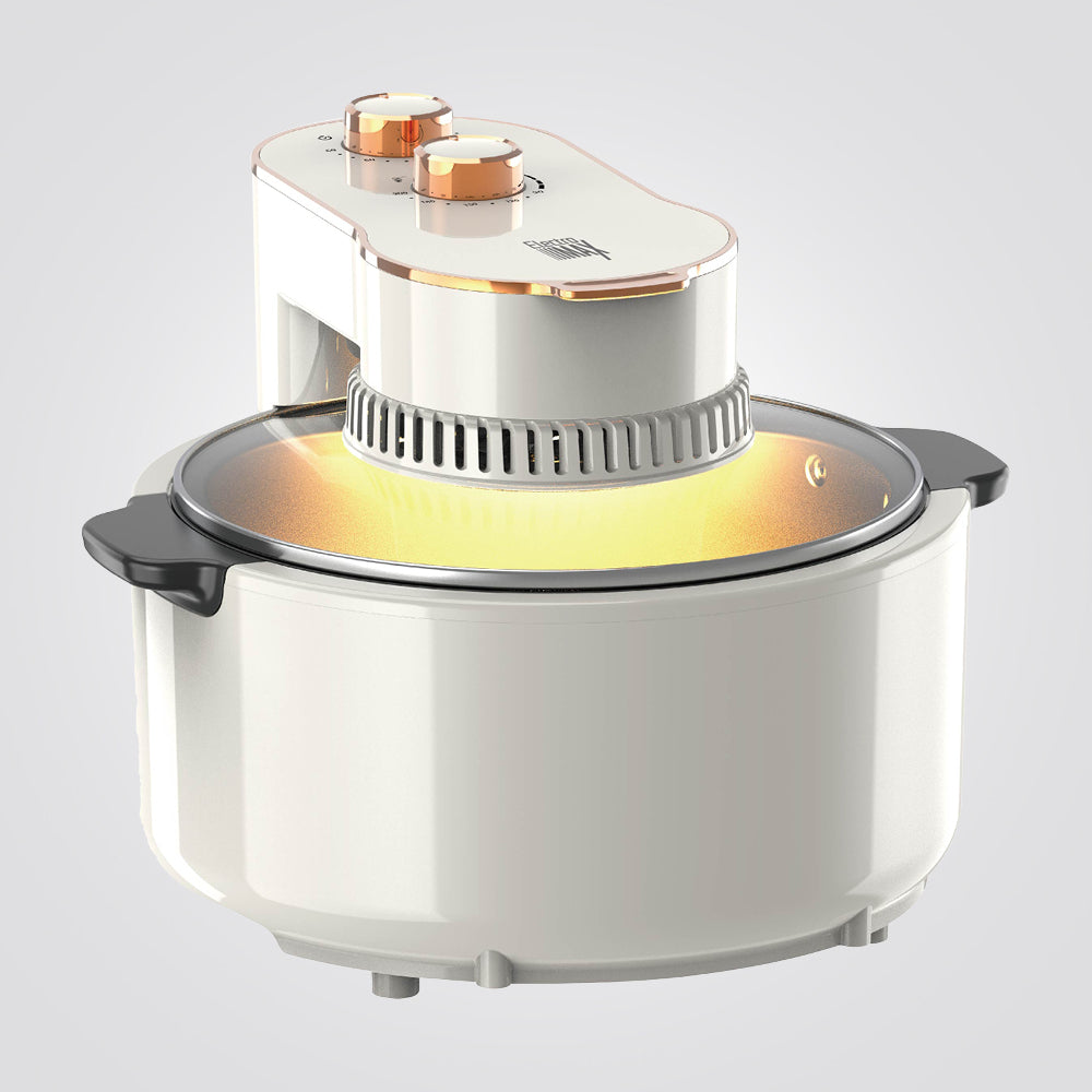 סיר טיגון אוויר עגול ללא שמן 5 ליטר לבן