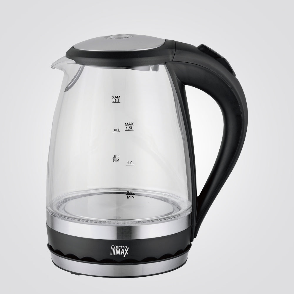 קומקום זכוכית חשמלי 1.5 ליטר שחור