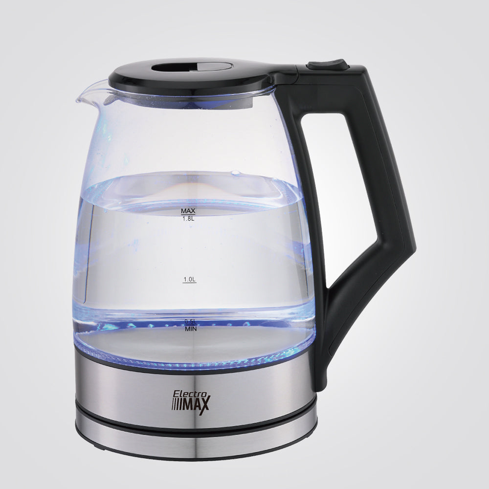 קומקום זכוכית חשמלי 1.8 ליטר שחור + תאורת LED