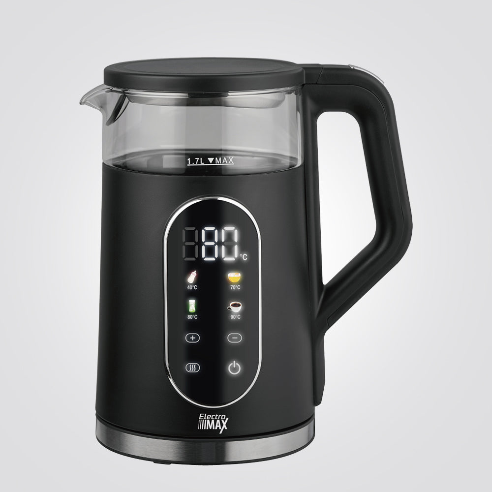 קומקום זכוכית דיגיטלי 1.7 ליטר שחור