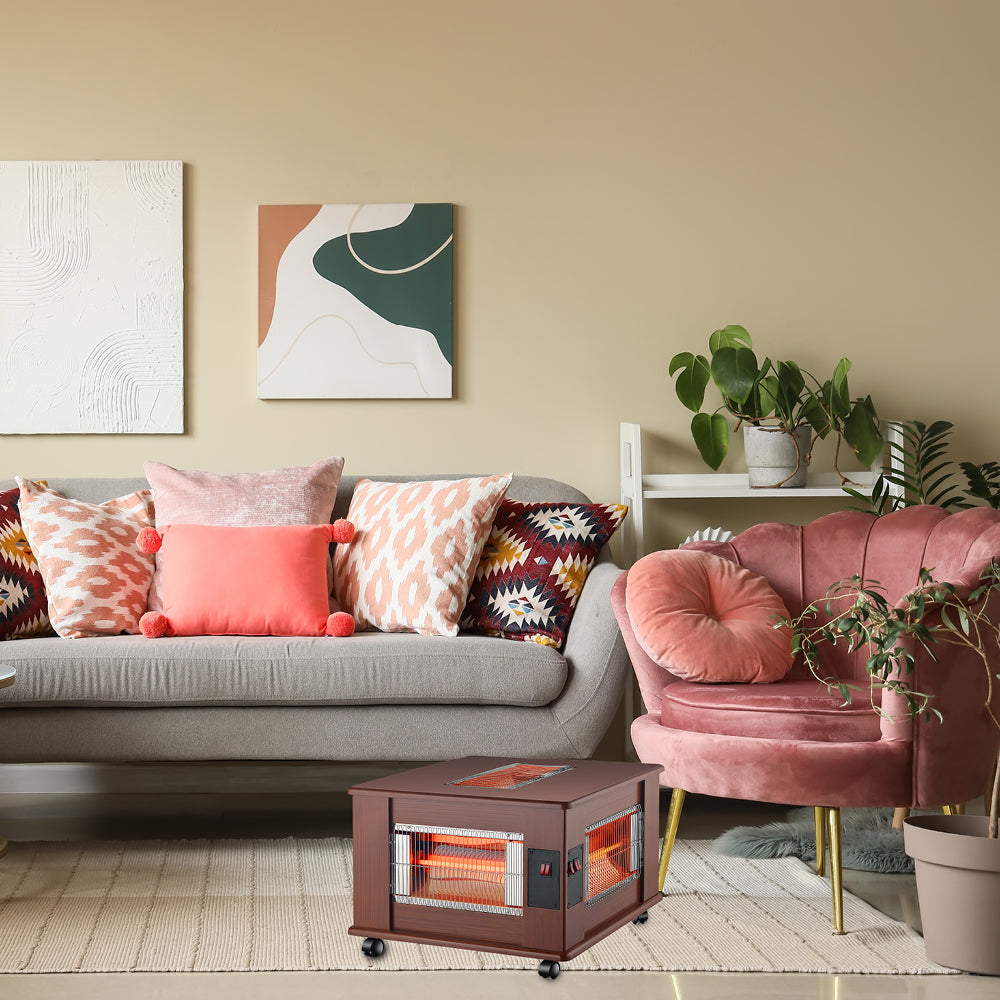 תנור חימום קוורץ בעיצוב עץ – 2000W עם 5 גופי חימום