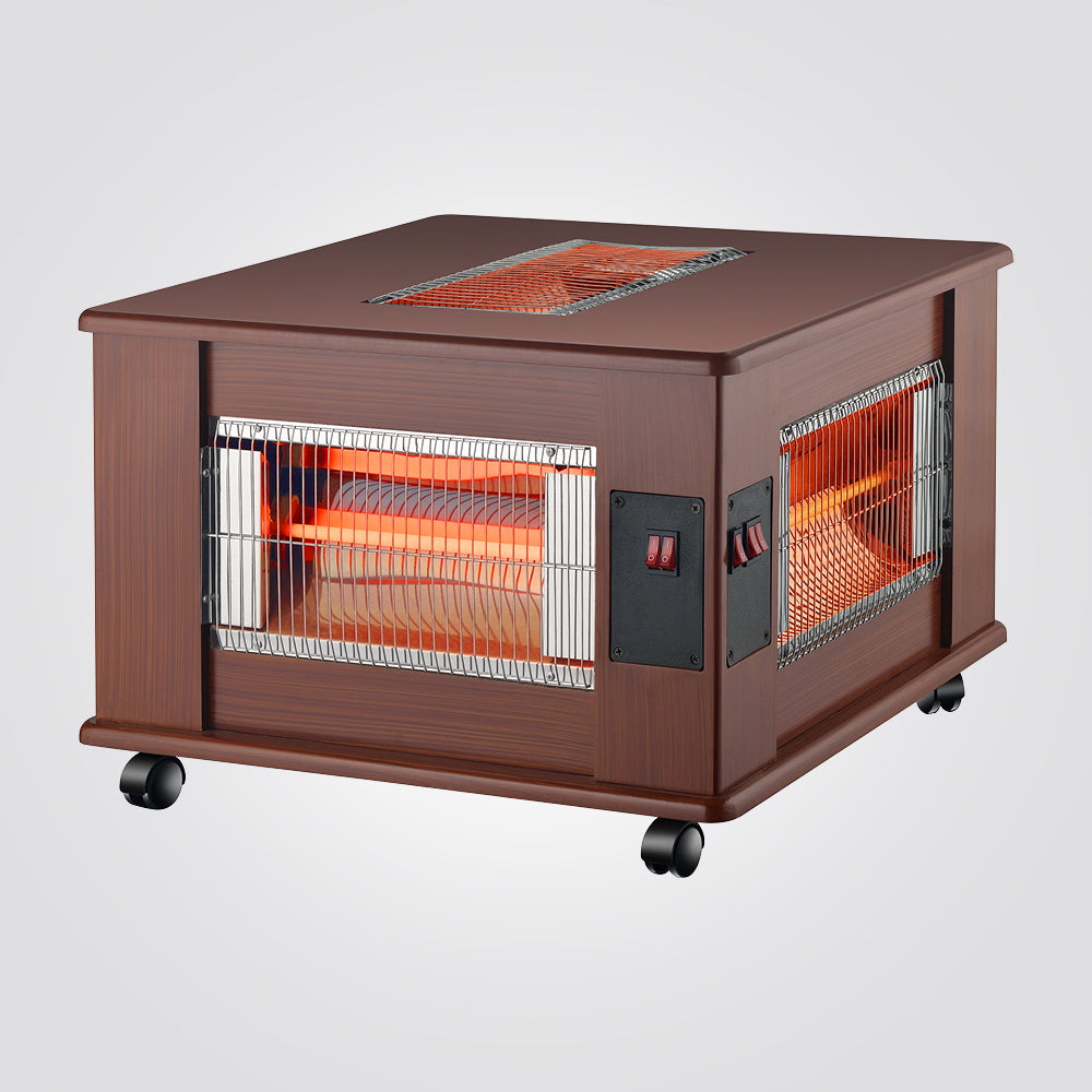 תנור חימום קוורץ בעיצוב עץ – 2000W עם 5 גופי חימום