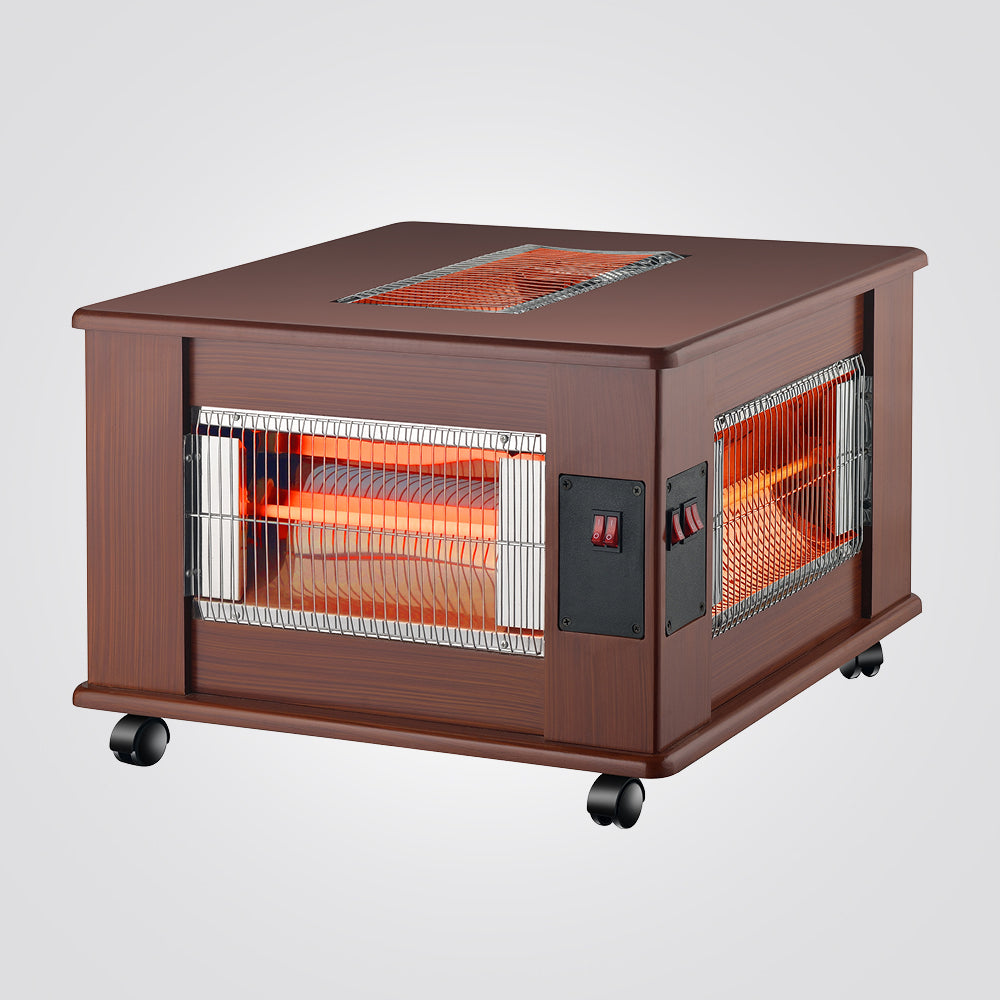 תנור חימום קוורץ בעיצוב עץ – 2400W עם 5 גופי חימום