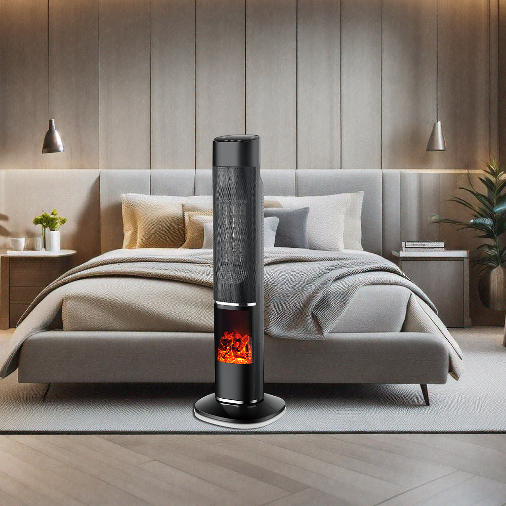 מפזר חום מגדל קרמי עם אפקט להבה, צידוד ושלט – 2000 W