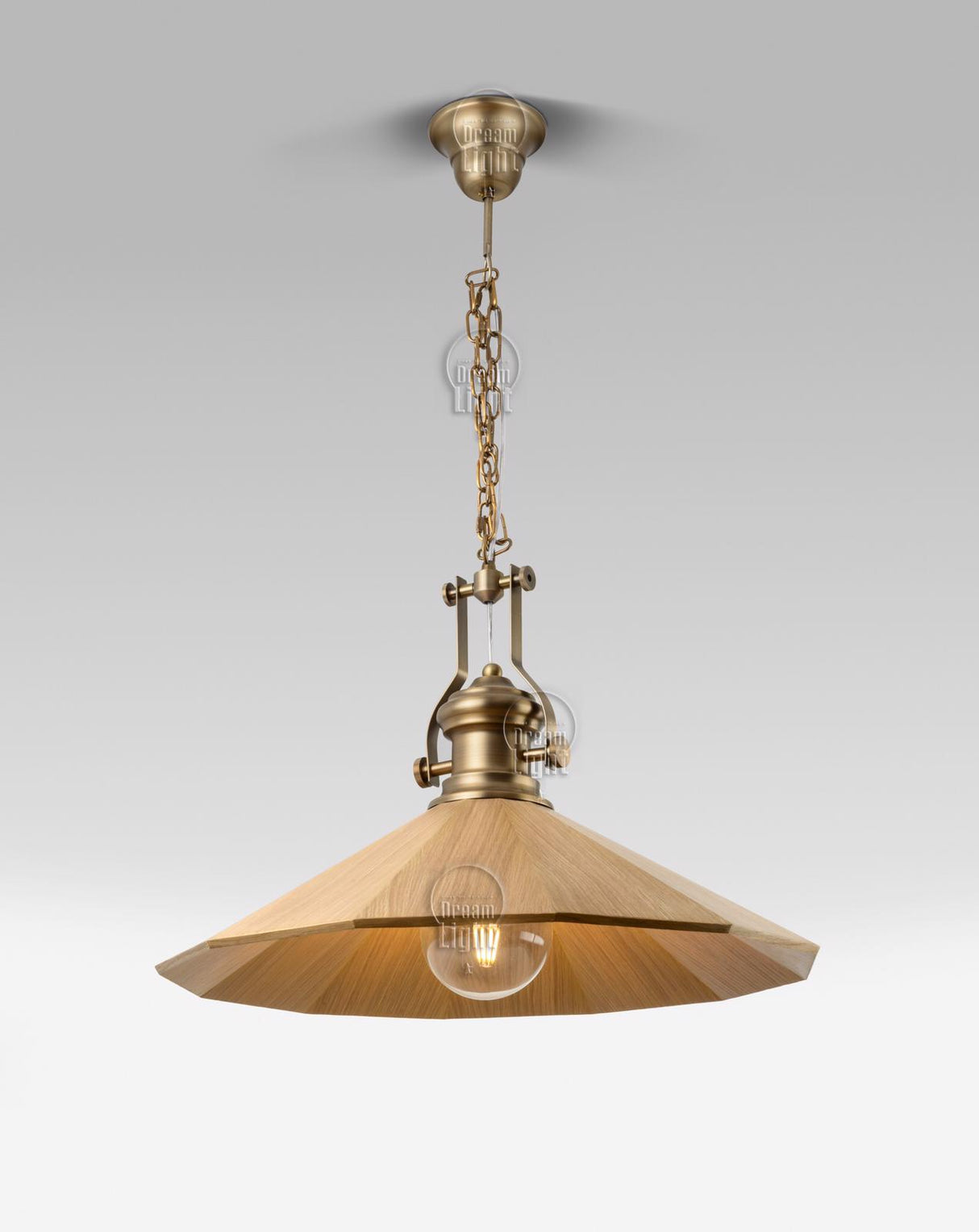 מנורת תלייה נפולואון עץ בעבודת יד