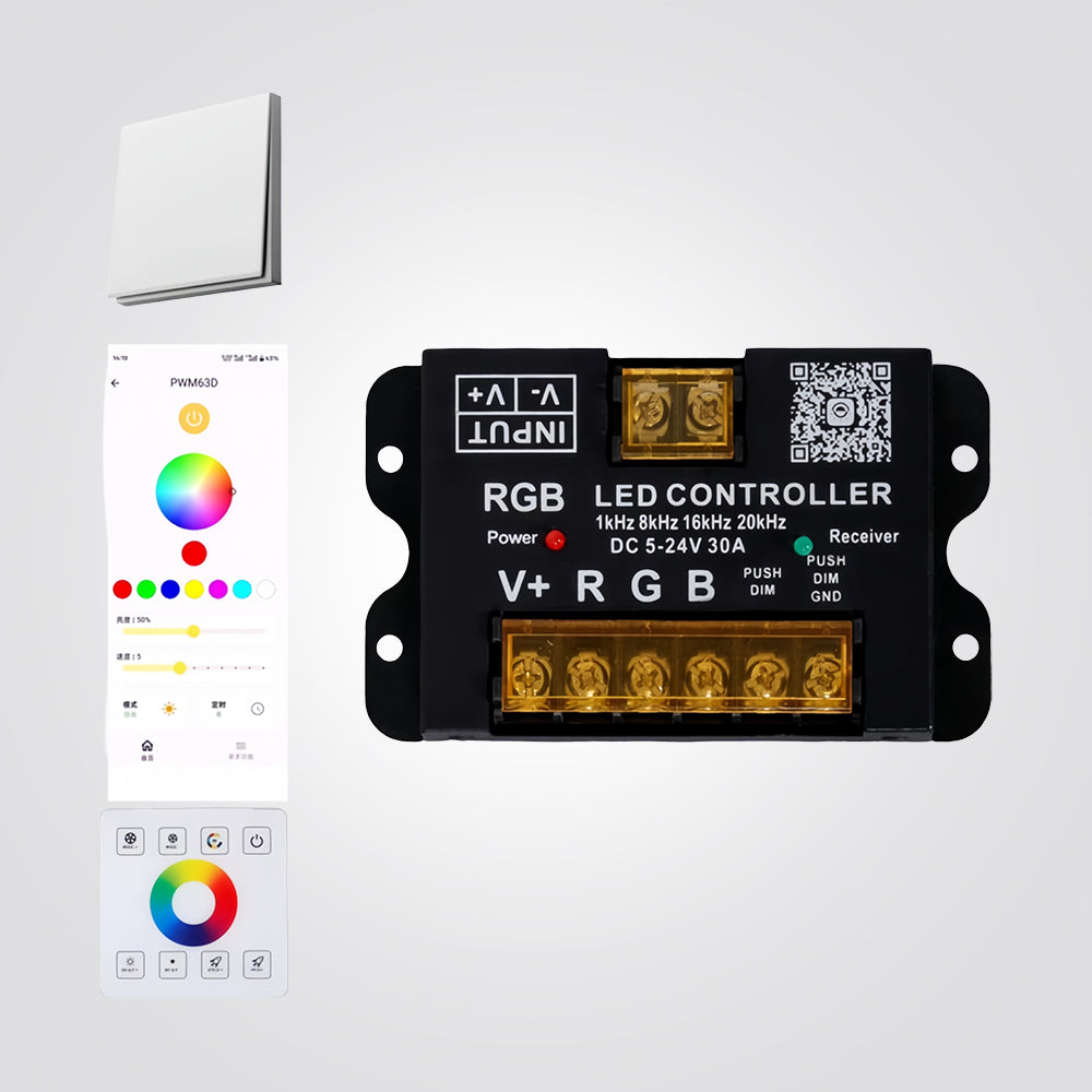 בקר RGB Bluetooth + מתג – לד צבעוני | 12–48V