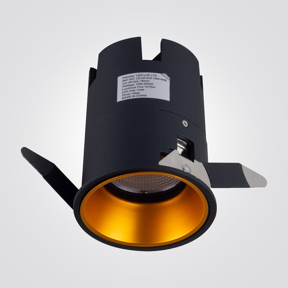שקוע בנצי לד 15W| 3000K| שחור+זהב