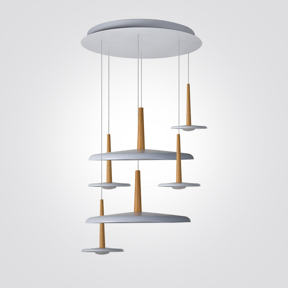 מנורת תליה פאוור לד| לבן+עץ