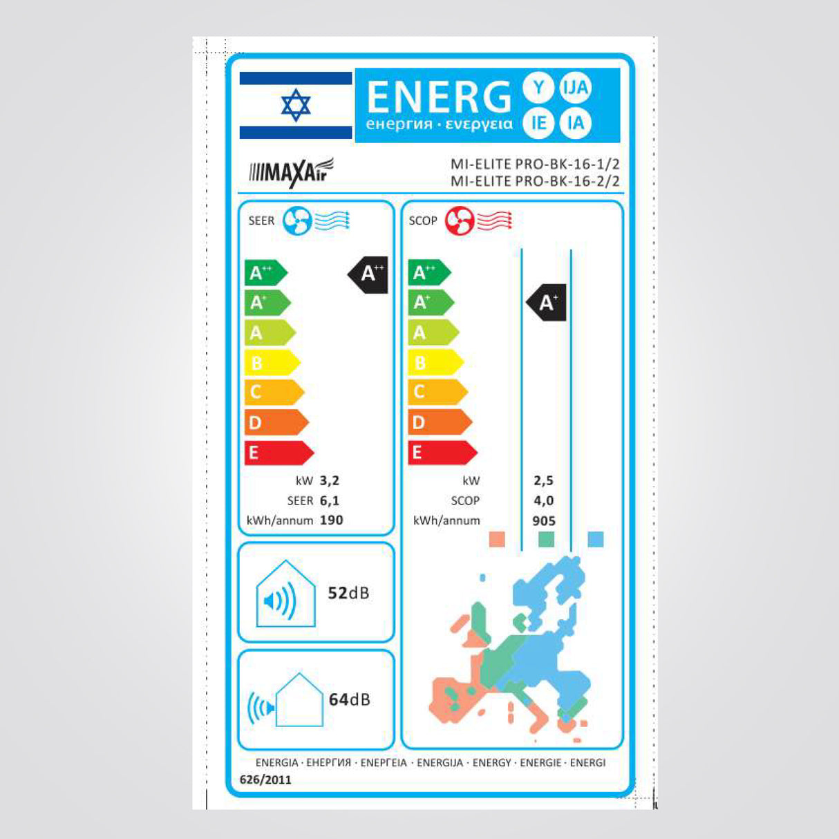 מזגן עילי Black PRO כ"ס 1.3