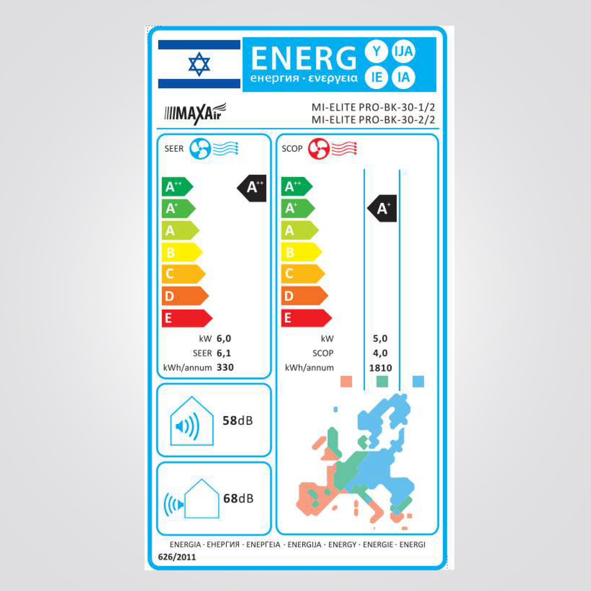 מזגן עילי Black PRO כ"ס 2.5