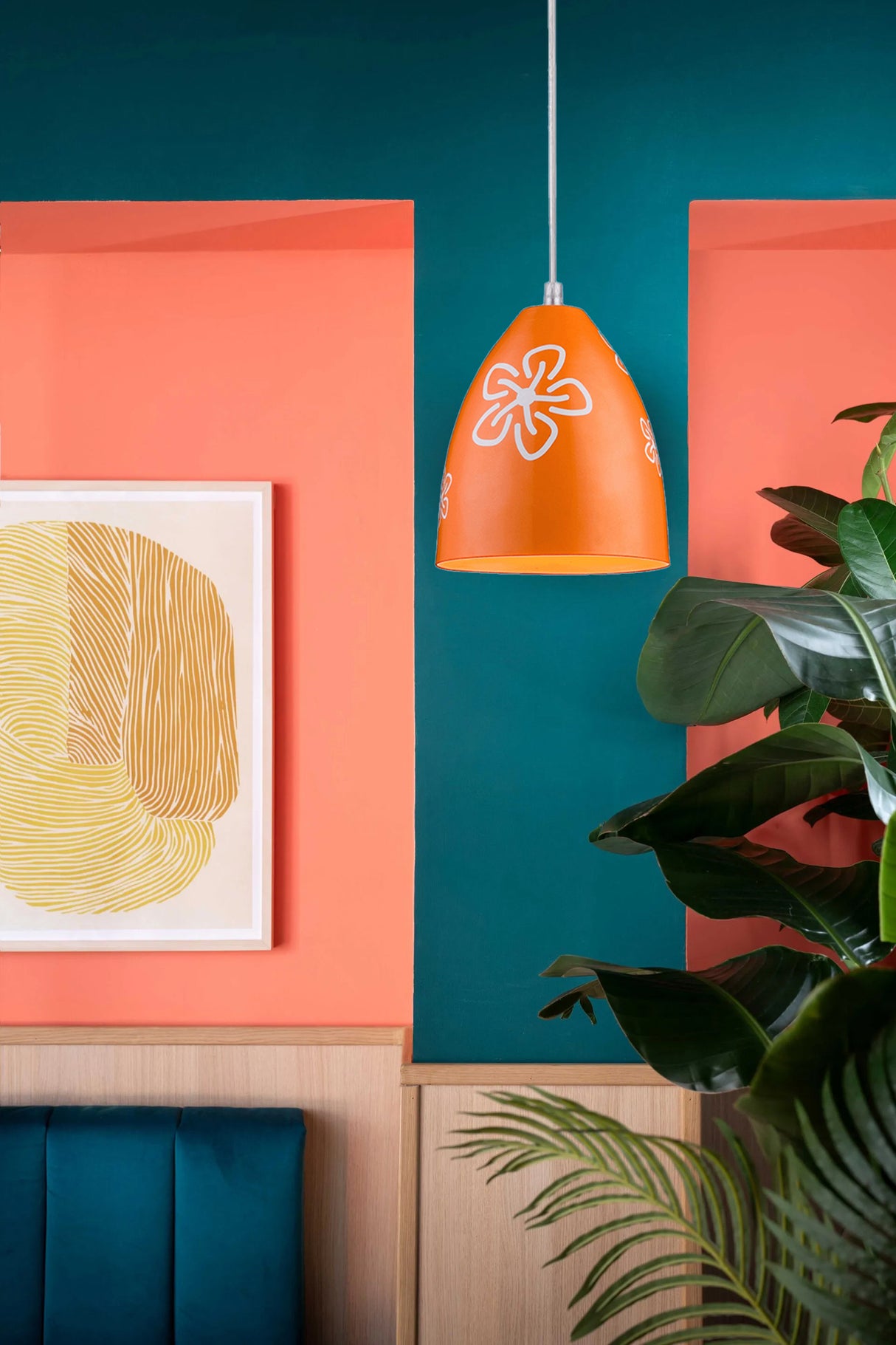 מנורת תלייה דוריה כתום| ירוק