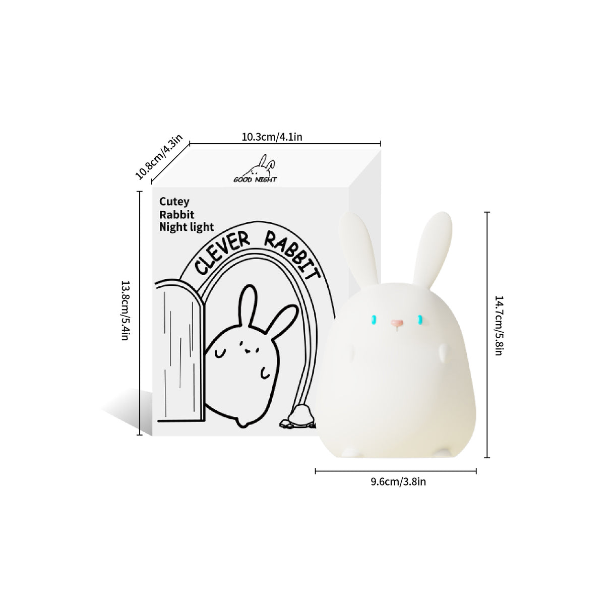 מנורת לילה ארנבת סיליקון לילדים נטענת USB