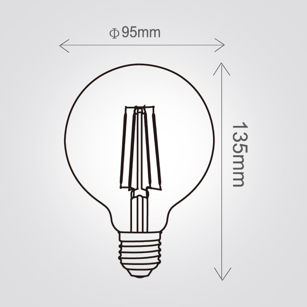 נורת לד גלוב פילמנט G95 11W אמבר