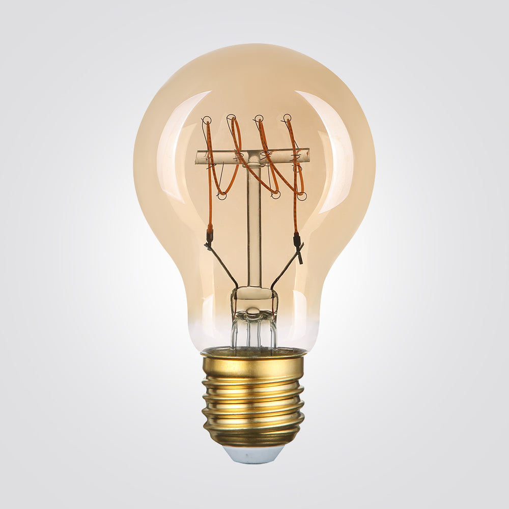 נורת LED דקורטיבית אמבר A60 E27, 6W, 2200K, סליל בצורת "W"