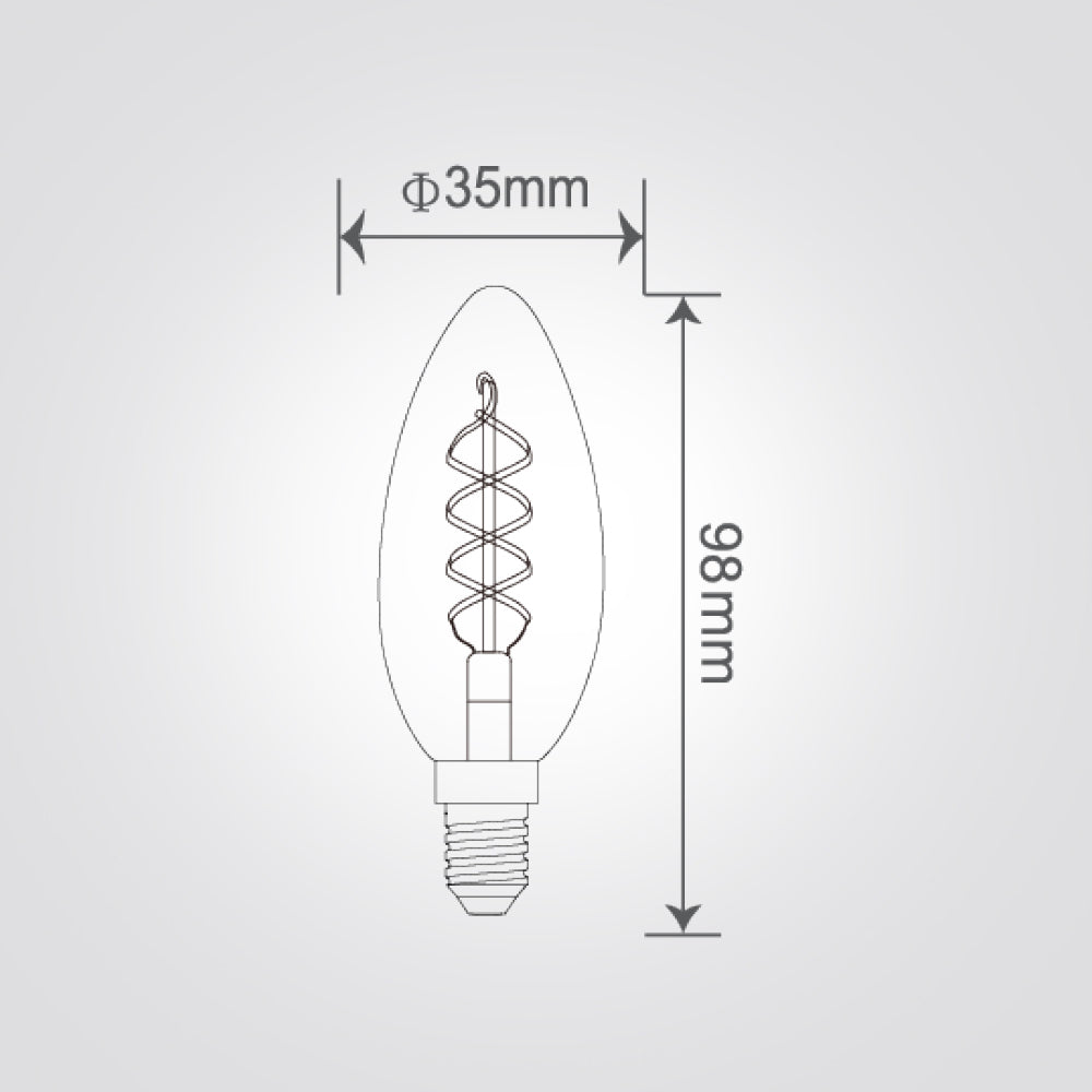 נורת LED דקורטיבית אמבר C35 E14, 4W, 2200K, סליל בצורת "8"