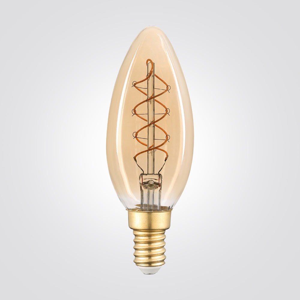 נורת LED דקורטיבית אמבר C35 E14, 4W, 2200K, סליל בצורת "8"