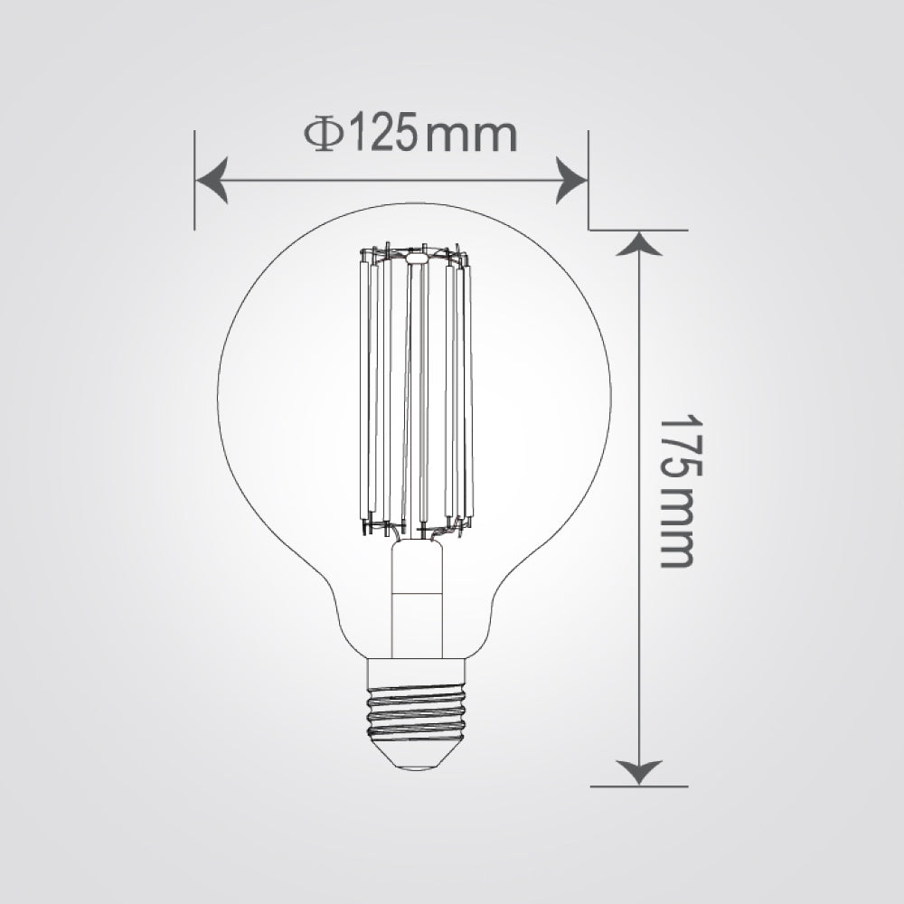 נורת LED דקורטיבית אמבר G125 E27, 9W, 2200K, סליל בצורת "|"