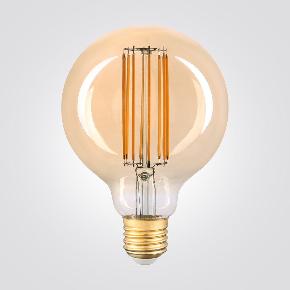 נורת LED דקורטיבית אמבר G125 E27, 9W, 2200K, סליל בצורת "|"