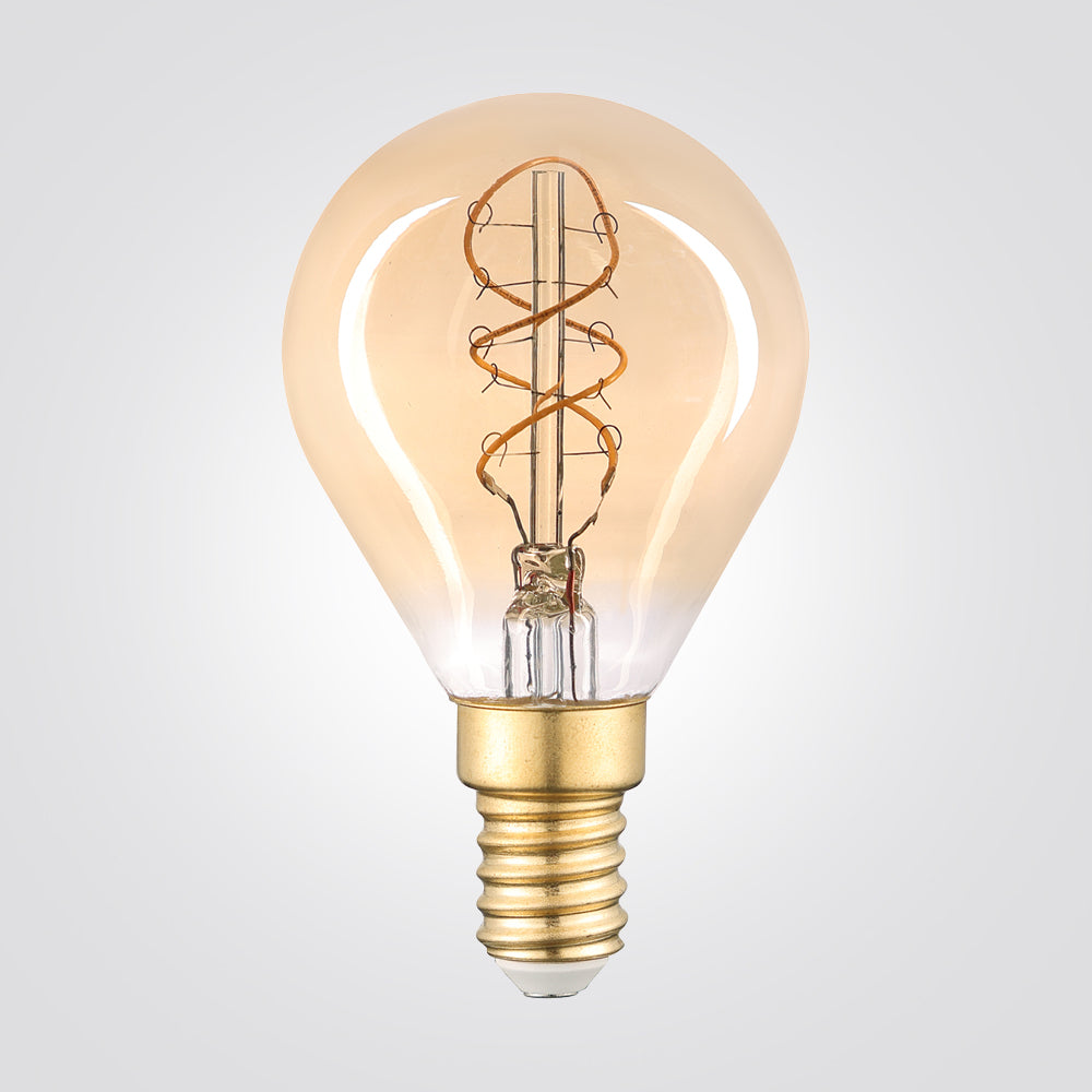 נורת LED דקורטיבית אמבר G45 E14, 4W, 2200K, סליל בצורת "8"