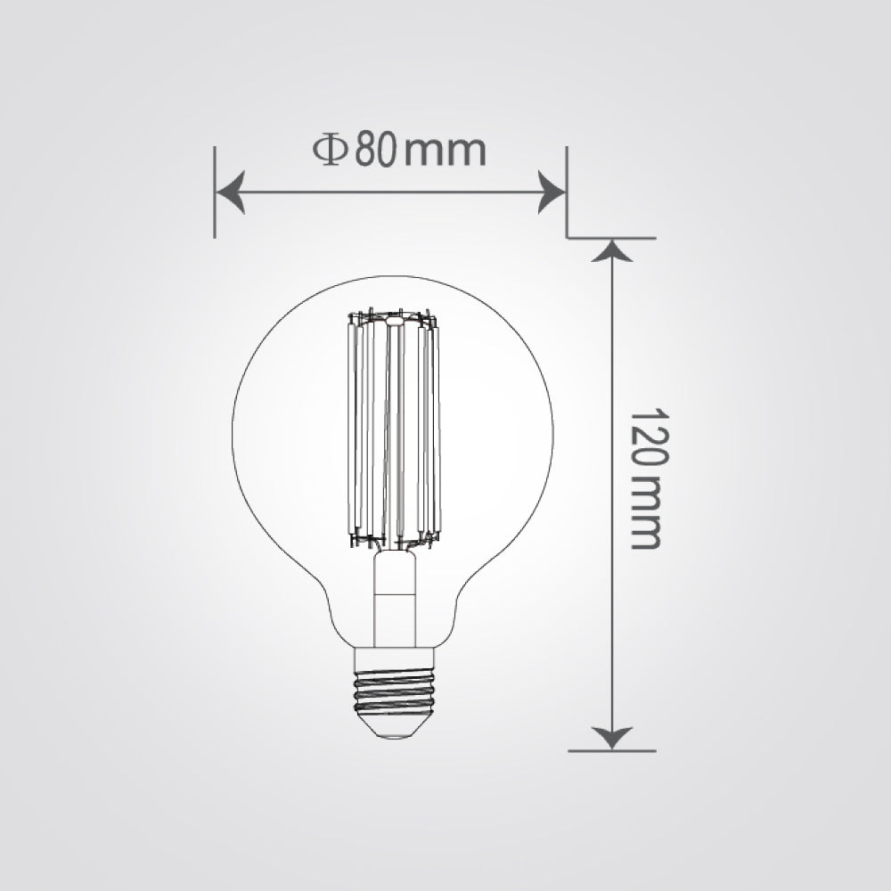 נורת LED דקורטיבית אמבר G80 E27, 9W, 2200K, סליל בצורת "|"