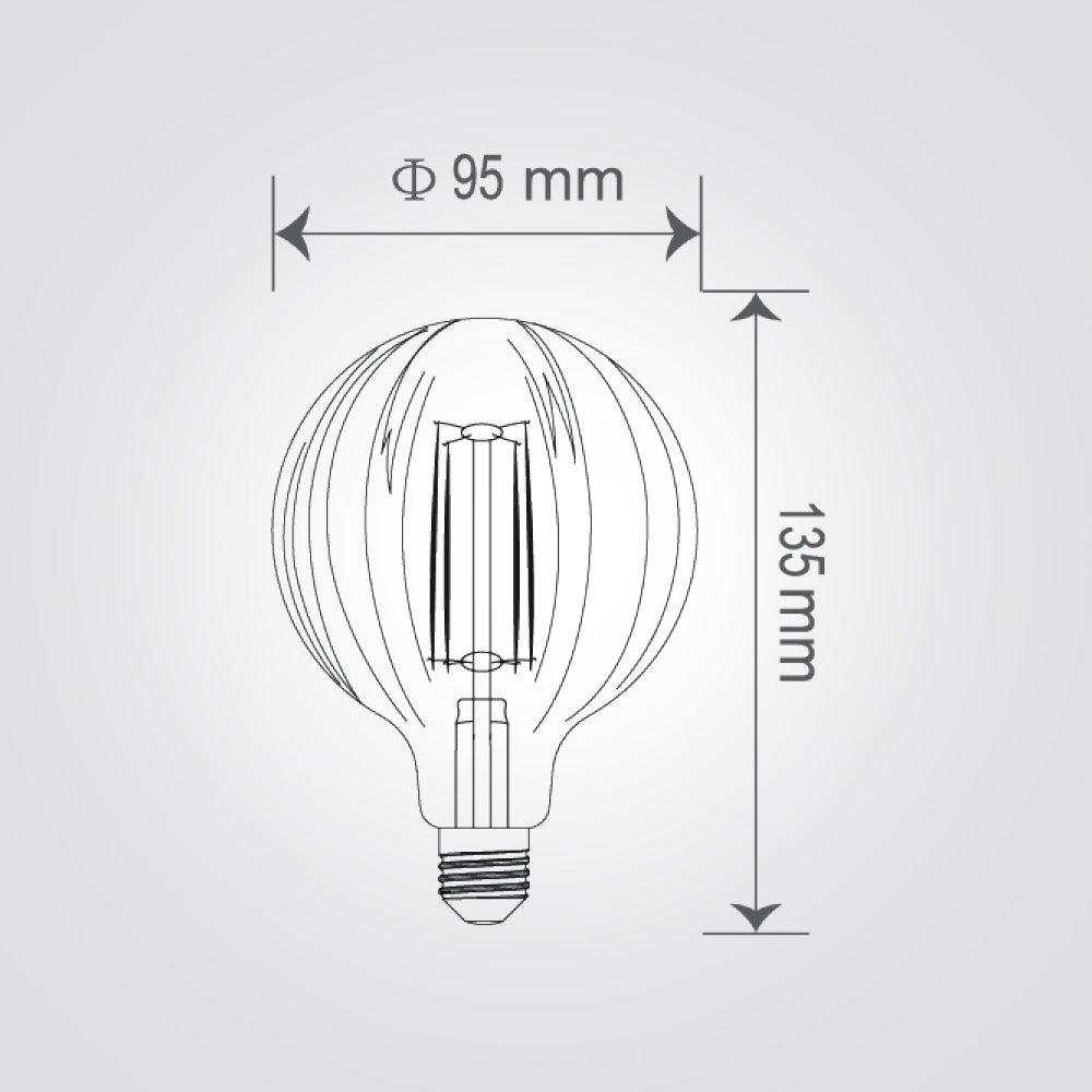 נורת LED דקורטיבית אמבר NG-95 E27, 4W, 2700K