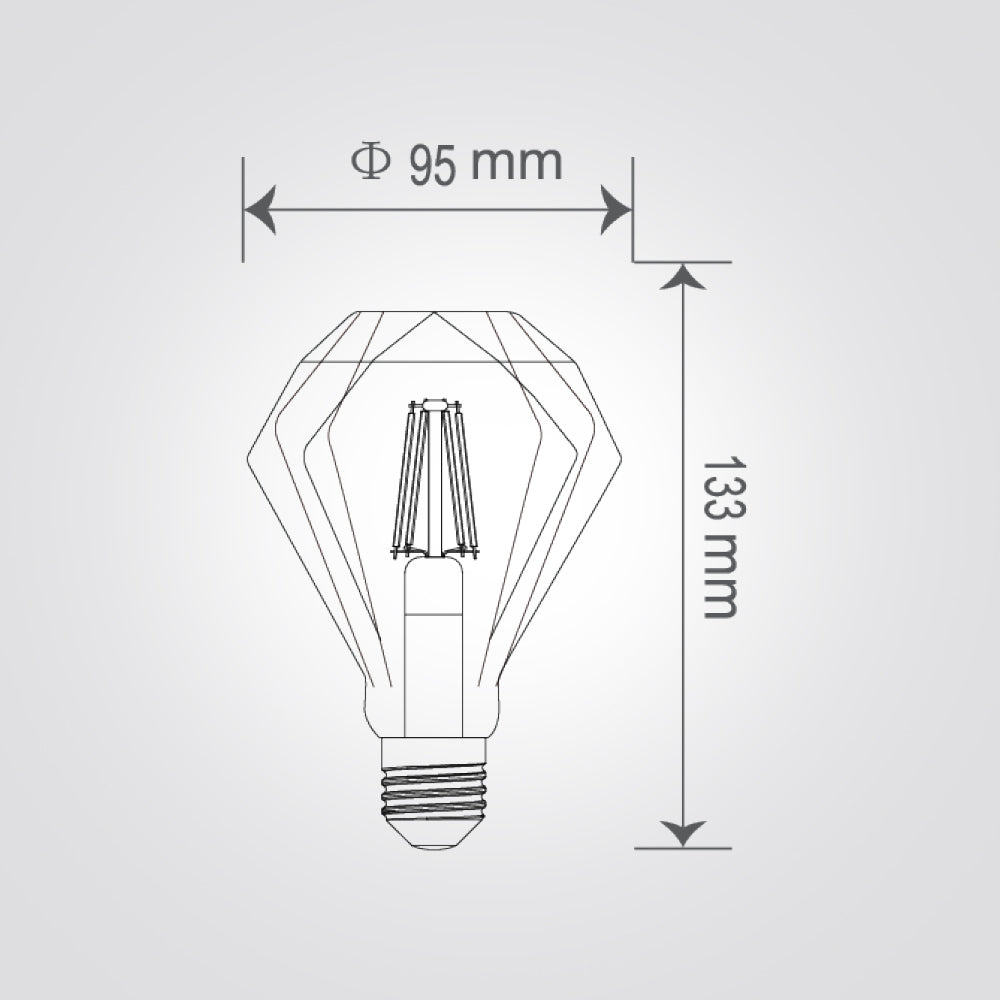 נורת LED דקורטיבית אמבר PZP-95 E27, 4W, 2700K