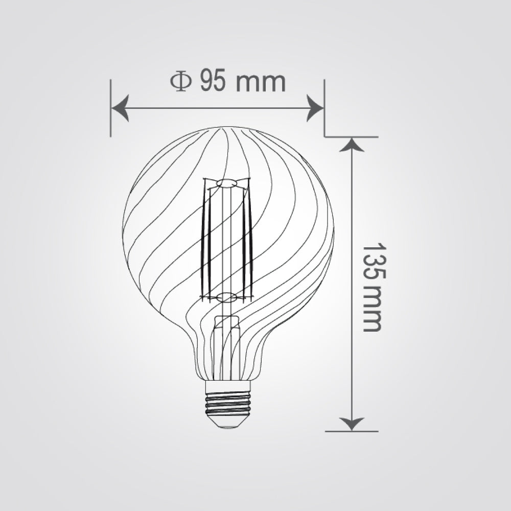 נורת LED דקורטיבית אמבר QQ-95 E27, 4W, 2700K