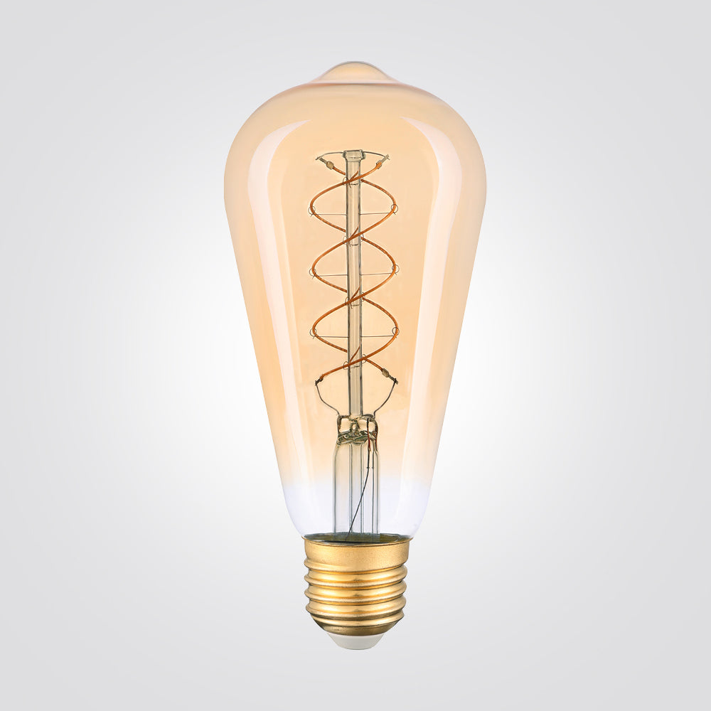 נורת LED דקורטיבית אמבר ST64 E27, 6W, 2200K, סליל בצורת "SS"