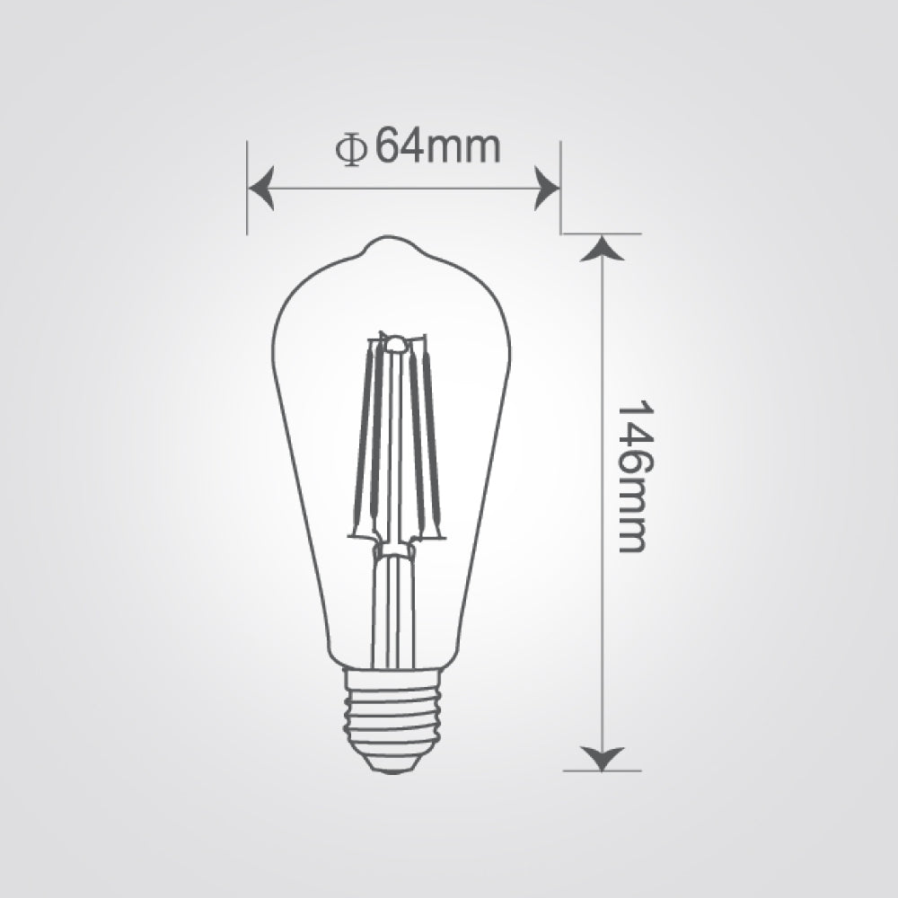נורת לד אגס ST64 7W שקופה 6500K