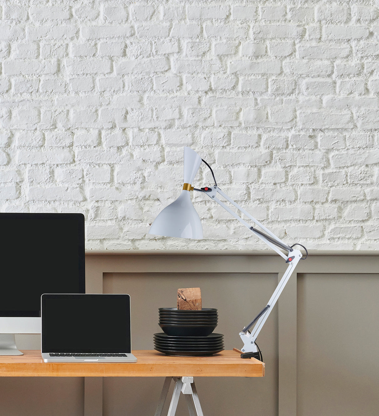 מנורת שולחן שרטוט דגם B לבן