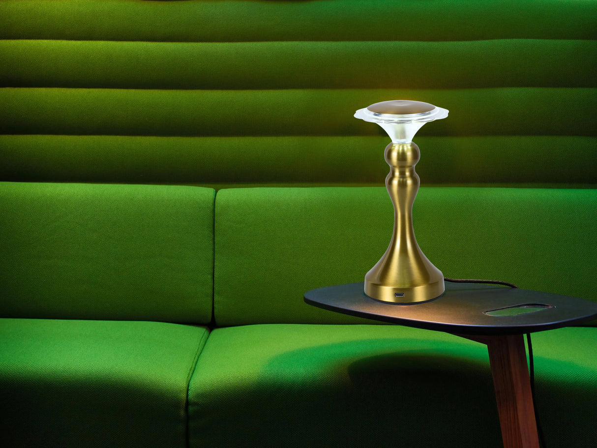 מנורת שולחן בר נטענת בובה שחור| נחושת| רוז גולד