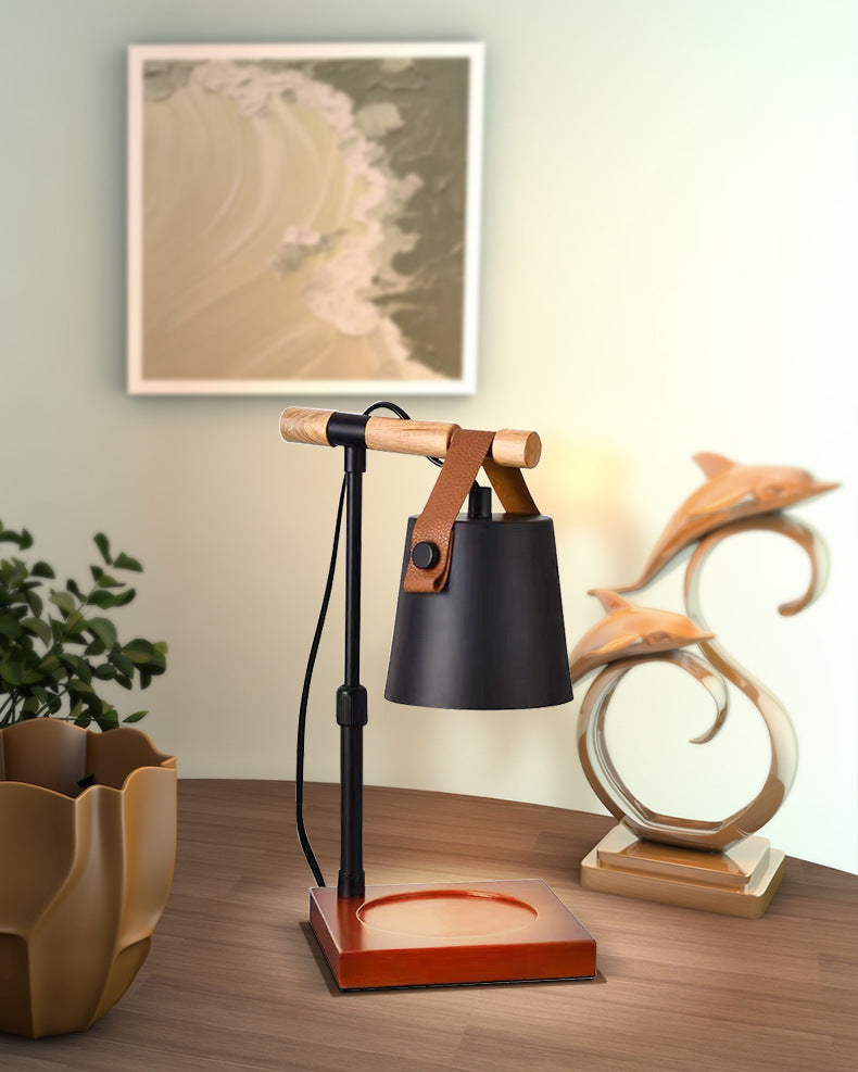 מנורת שולחן מילאנו שחור חימום נרות ריחניים ללא להבה דגם| A