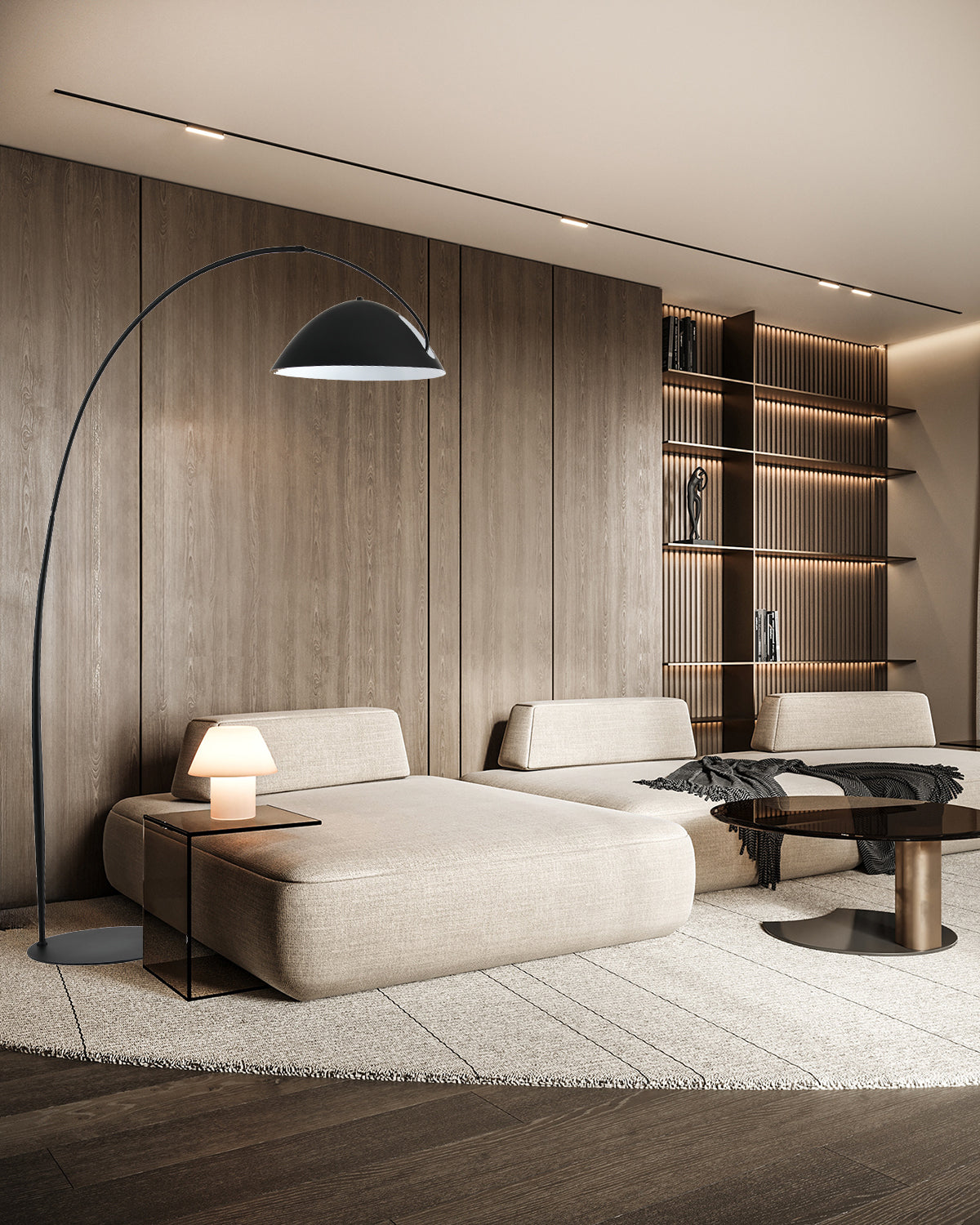 מנורת עמידה קשת אהיל שחור