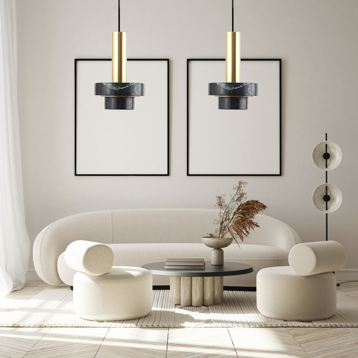 מנורת תלייה אוסטין שיש שחור| דגם B