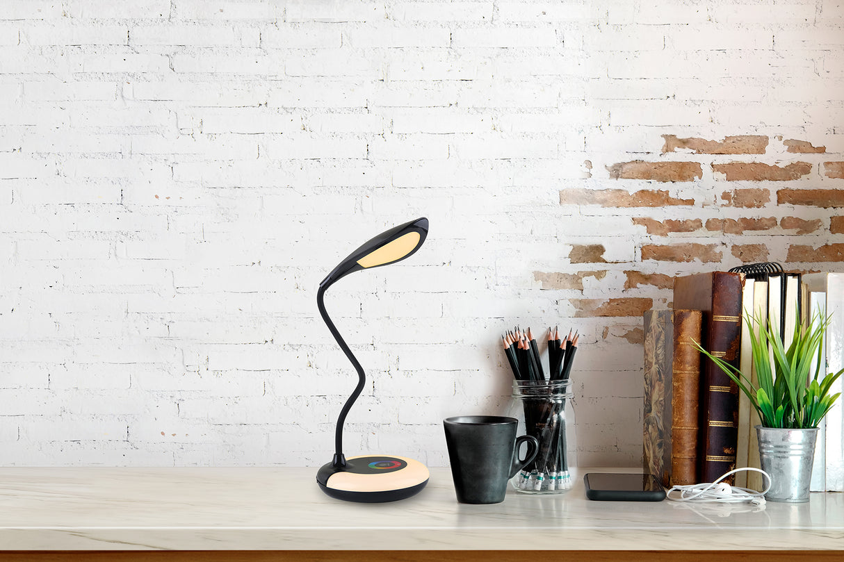 מנורת שולחן סומק לד לבן מתאם+USB